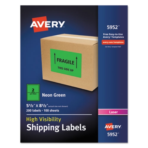 Picture of High-Visibility Permanent Laser ID Labels, 5.5 x 8.5, Neon Green, 200/Box