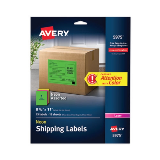 Picture of High-Visibility Permanent Laser Id Labels, 8.5 X 11, Asst. Neon, 15/pack