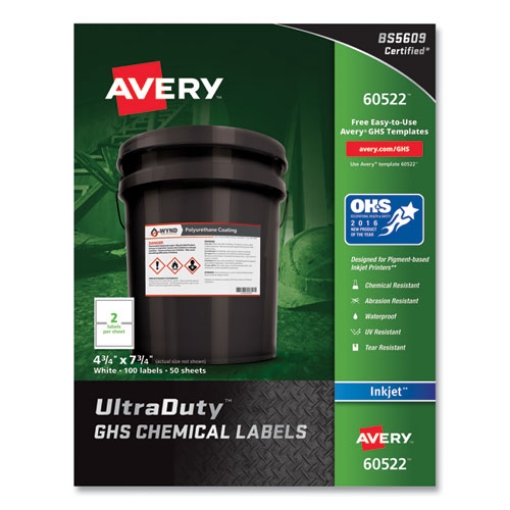 Picture of Ultraduty Ghs Chemical Waterproof And Uv Resistant Labels, 4.75 X 7.75, White, 2/sheet, 50 Sheets/pack