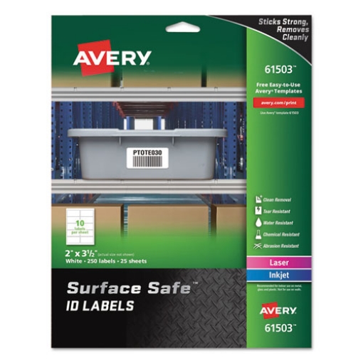 Picture of Surface Safe Id Labels, Inkjet/laser Printers, 2 X 3.5, White, 10/sheet, 25 Sheets/pack