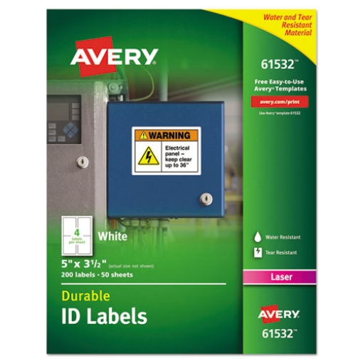 Picture of Durable Permanent Id Labels With Trueblock Technology, Laser Printers, 3.5 X 5, White, 4/sheet, 50 Sheets/pack