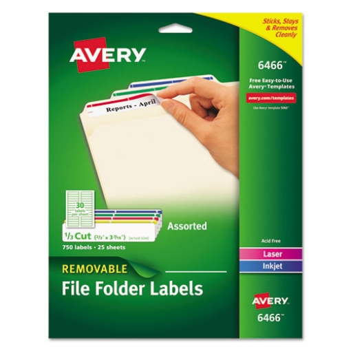 Picture of Removable File Folder Labels With Sure Feed Technology, 0.66 X 3.44, White, 30/sheet, 25 Sheets/pack