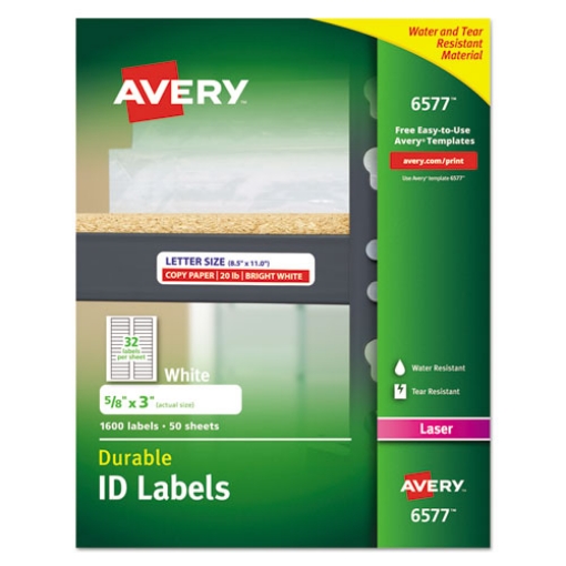 Picture of Durable Permanent Id Labels With Trueblock Technology, Laser Printers, 0.63 X 3, White, 32/sheet, 50 Sheets/pack