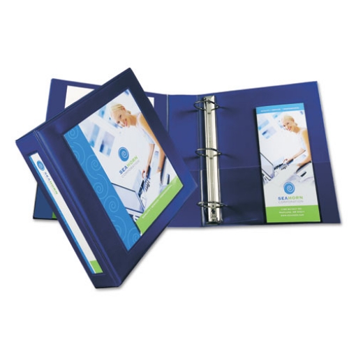 Picture of Framed View Heavy-Duty Binders, 3 Rings, 2" Capacity, 11 X 8.5, Navy Blue