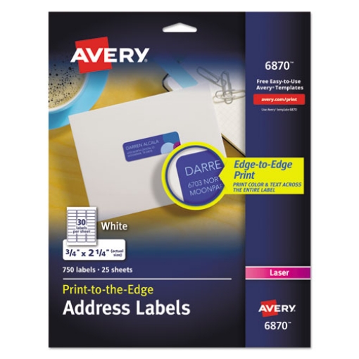 Picture of Vibrant Laser Color-Print Labels w/ Sure Feed, 0.75 x 2.25, White, 750/PK