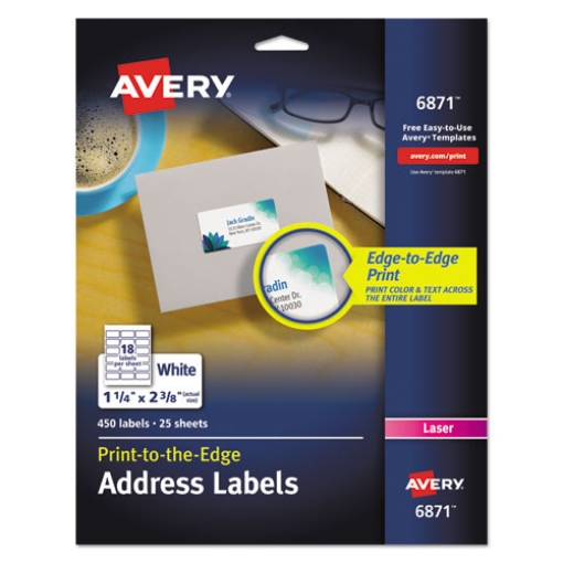 Picture of Vibrant Laser Color-Print Labels w/ Sure Feed, 1.25 x 2.38, White, 450/Pack