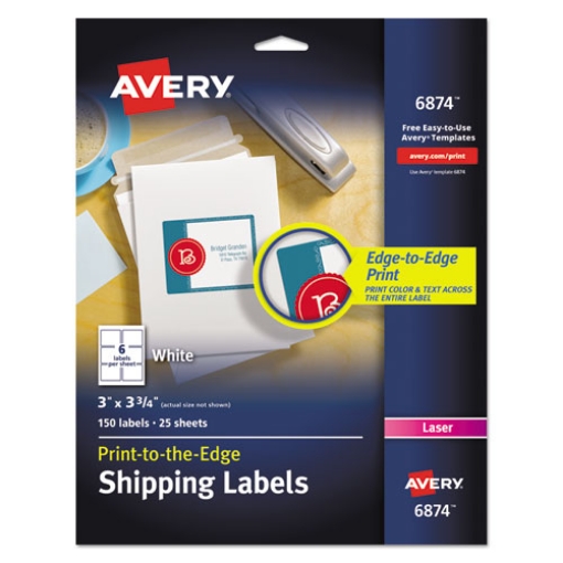 Picture of Vibrant Laser Color-Print Labels w/ Sure Feed, 3 x 3.75, White, 150/PK