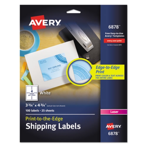 Picture of Vibrant Laser Color-Print Labels w/ Sure Feed, 3.75 x 4.75, White, 100/PK