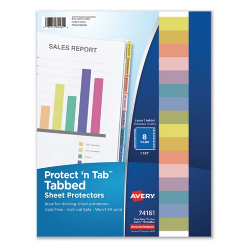 Picture of Protect 'n Tab Top-Load Clear Sheet Protectors W/eight Tabs, Letter