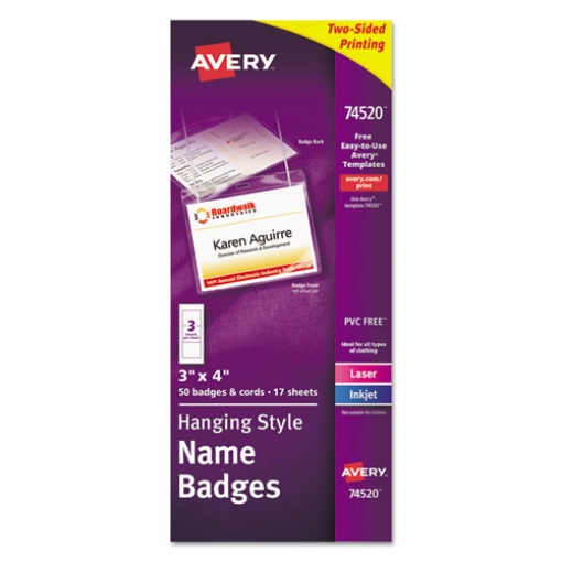 Picture of Necklace-Style Badge Holder W/laser/inkjet Insert, Top Load, 4 X 3, We, 50/box