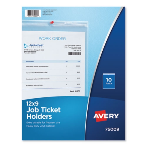 Picture of Job Ticket Holders, Heavy Gauge Vinyl, 9 X 12, Clear, 10/pack