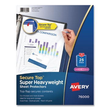 Picture of Secure Top Sheet Protectors, Super Heavy Gauge, Letter, Diamond Clear, 25/pack