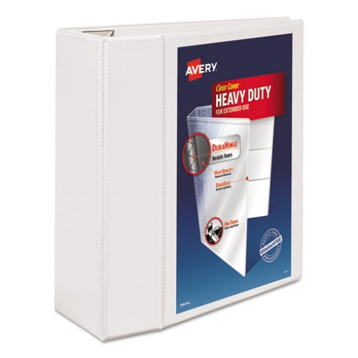 Picture of Heavy-Duty View Binder With Durahinge And Locking One Touch Ezd Rings, 3 Rings, 5" Capacity, 11 X 8.5, White