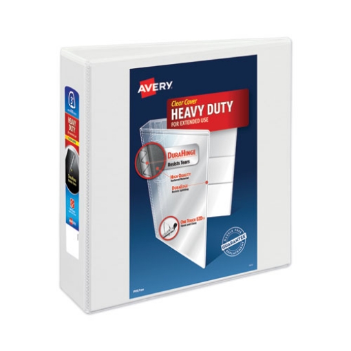 Picture of Heavy-Duty View Binder With Durahinge And Locking One Touch Ezd Rings, 3 Rings, 3" Capacity, 11 X 8.5, White