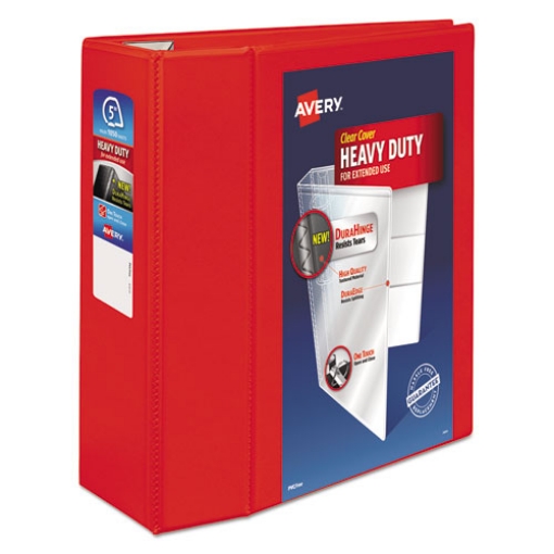 Picture of Heavy-Duty View Binder With Durahinge And Locking One Touch Ezd Rings, 3 Rings, 5" Capacity, 11 X 8.5, Red