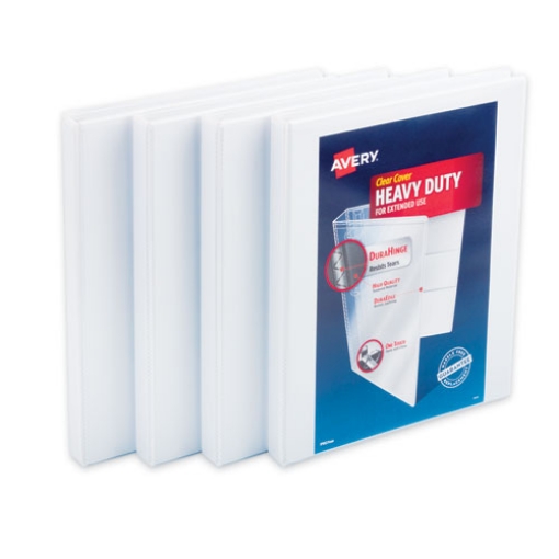Picture of Heavy-Duty Non Stick View Binder With Durahinge And Slant Rings, 3 Rings, 0.5" Capacity, 11 X 8.5, White, 4/pack