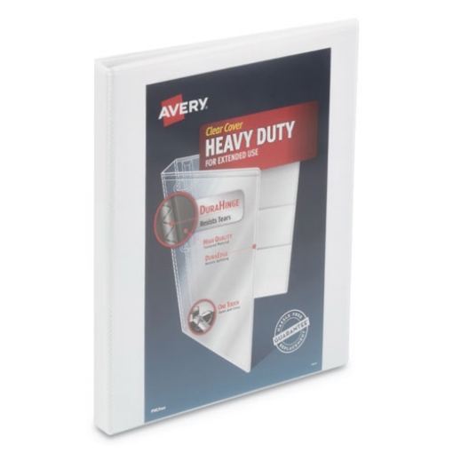 Picture of Heavy-Duty View Binder With Durahinge And One Touch Slant Rings, 3 Rings, 0.5" Capacity, 11 X 8.5, White