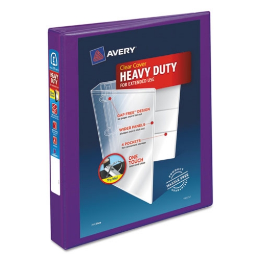 Picture of Heavy-Duty View Binder With Durahinge And One Touch Ezd Rings, 3 Rings, 1" Capacity, 11 X 8.5, Purple