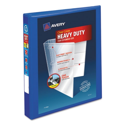 Picture of Heavy-Duty View Binder With Durahinge And One Touch Ezd Rings, 3 Rings, 1" Capacity, 11 X 8.5, Pacific Blue