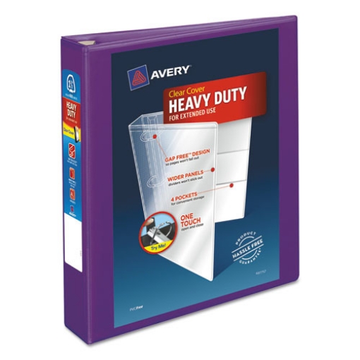 Picture of Heavy-Duty View Binder With Durahinge And One Touch Ezd Rings, 3 Rings, 1.5" Capacity, 11 X 8.5, Purple