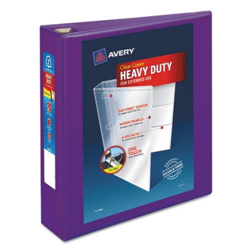 Picture of Heavy-Duty View Binder With Durahinge And One Touch Ezd Rings, 3 Rings, 2" Capacity, 11 X 8.5, Purple