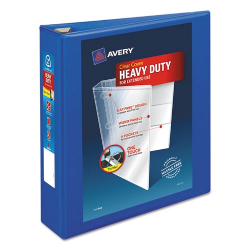 Picture of Heavy-Duty View Binder With Durahinge And One Touch Ezd Rings, 3 Rings, 2" Capacity, 11 X 8.5, Pacific Blue