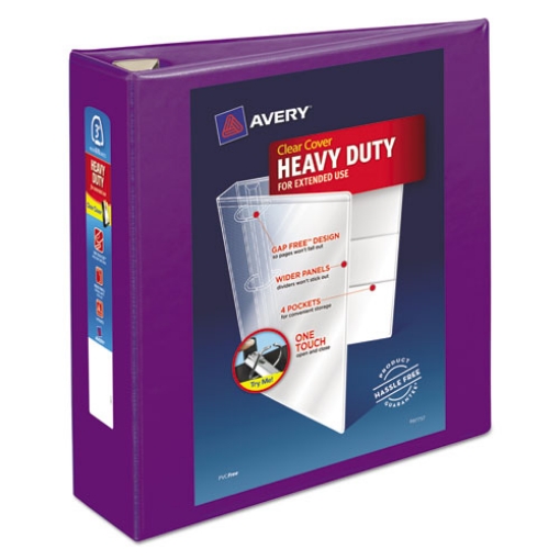 Picture of Heavy-Duty View Binder With Durahinge And Locking One Touch Ezd Rings, 3 Rings, 3" Capacity, 11 X 8.5, Purple