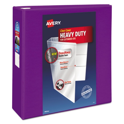 Picture of Heavy-Duty View Binder With Durahinge And Locking One Touch Ezd Rings, 3 Rings, 4" Capacity, 11 X 8.5, Purple