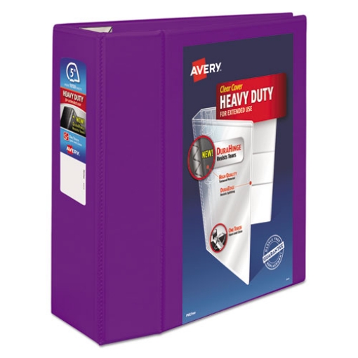 Picture of Heavy-Duty View Binder With Durahinge And Locking One Touch Ezd Rings, 3 Rings, 5" Capacity, 11 X 8.5, Purple