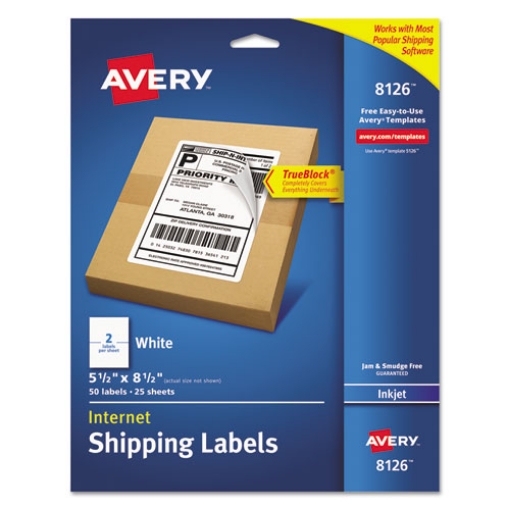 Picture of Shipping Labels W/ Trueblock Technology, Inkjet Printers, 5.5 X 8.5, White, 2/sheet, 25 Sheets/pack