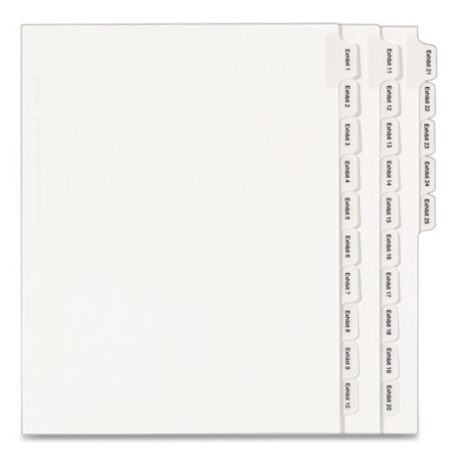 Picture of Preprinted Legal Exhibit Side Tab Index Dividers, Allstate Style, 25-Tab, Exhibit 1 To Exhibit 25, 11 X 8.5, White, 1 Set