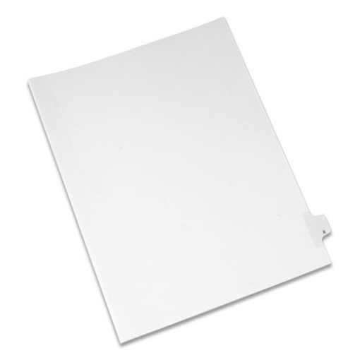 Picture of Preprinted Legal Exhibit Side Tab Index Dividers, Allstate Style, 26-Tab, X, 11 X 8.5, White, 25/pack