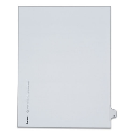 Picture of Preprinted Legal Exhibit Side Tab Index Dividers, Allstate Style, 10-Tab, 3, 11 X 8.5, White, 25/pack