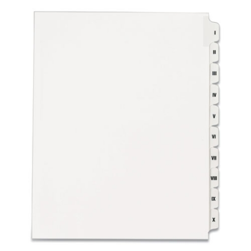 Picture of Preprinted Legal Exhibit Side Tab Index Dividers, Allstate Style, 10-Tab, I To X, 11 X 8.5, White, 1 Set