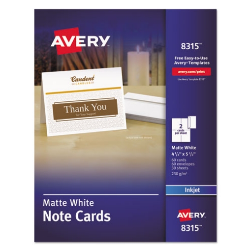 Picture of Note Cards With Matching Envelopes, Inkjet, 85 Lb, 4.25 X 5.5, Matte White, 60 Cards, 2 Cards/sheet, 30 Sheets/pack