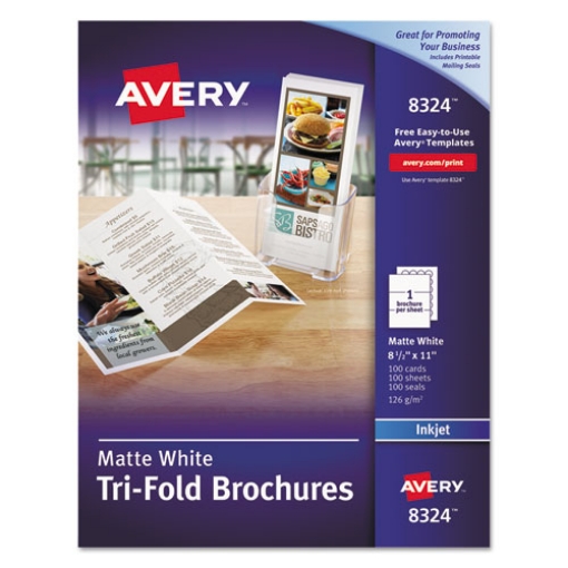 Picture of Tri-Fold Brochures, 92 Bright, 85 lb Text Weight, 8.5 x 11, Matte White, 100/Pack