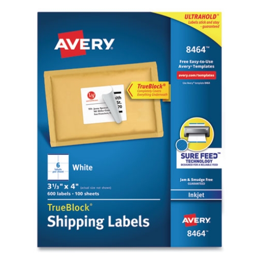 Picture of Shipping Labels W/ Trueblock Technology, Inkjet Printers, 3.33 X 4, White, 6/sheet, 100 Sheets/box