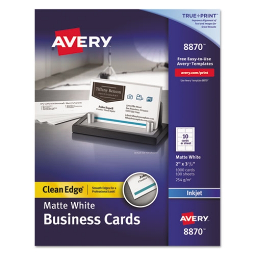 Picture of True Print Clean Edge Business Cards, Inkjet, 2 X 3.5, White, 1,000 Cards, 10 Cards/sheet, 100 Sheets/box