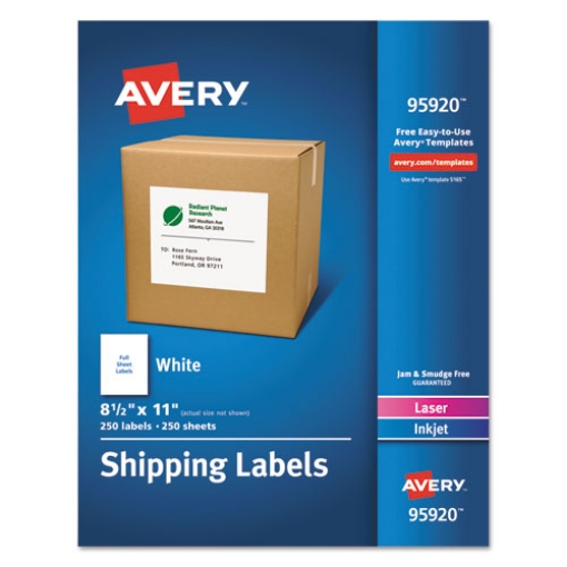 Picture of White Shipping Labels-Bulk Packs, Inkjet/laser Printers, 8.5 X 11, White, 250/box