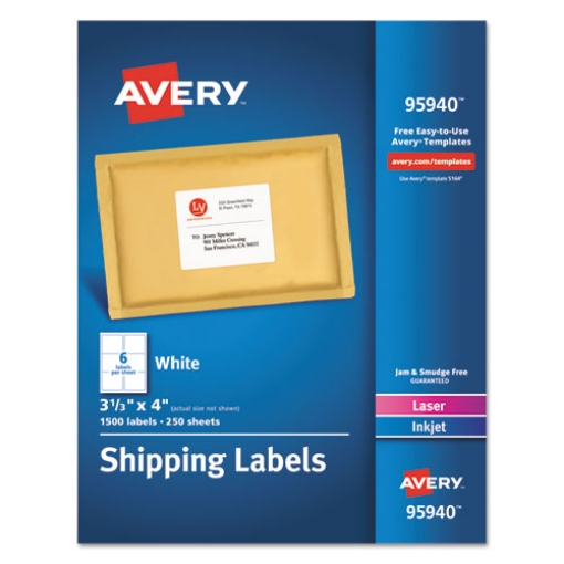 Picture of White Shipping Labels-Bulk Packs, Inkjet/laser Printers, 3.33 X 4, White, 6/sheet, 250 Sheets/box