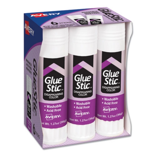 Picture of Permanent Glue Stic Value Pack, 1.27 Oz, Applies Purple, Dries Clear, 6/pack