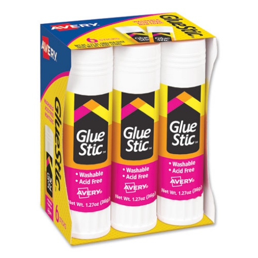 Picture of Permanent Glue Stic Value Pack, 1.27 Oz, Applies White, Dries Clear, 6/pack