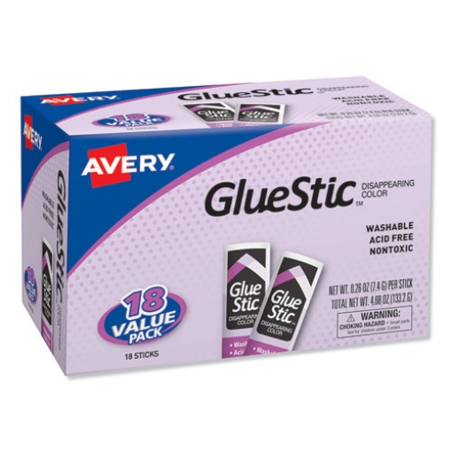 Picture of Permanent Glue Stic Value Pack, 0.26 Oz, Applies Purple, Dries Clear, 18/pack