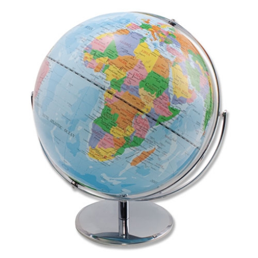 Picture of 12-Inch Globe with Blue Oceans, Silver-Toned Metal Desktop Base, Full-Meridian