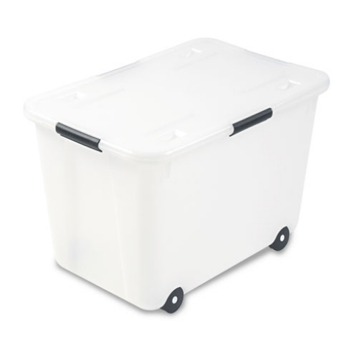 Picture of Rolling 15-Gal. Storage Box, Letter/legal Files, 23.75" X 15.75" X 15.75", Clear