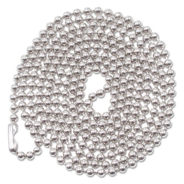 Picture of ID Badge Holder Chain, Metal Ball Chain Fastener, 36" Long, Nickel Plated, 100/Box
