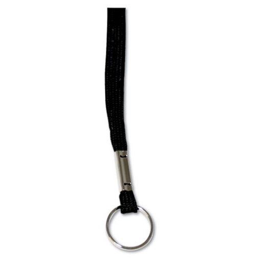 Picture of Deluxe Lanyards, Metal Ring Fastener, 36" Long, Black, 24/Box