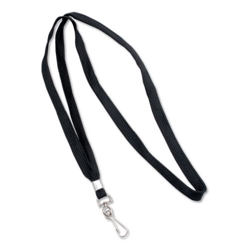 Picture of Deluxe Lanyards, Metal J-Hook Fastener, 36" Long, Black, 24/Box