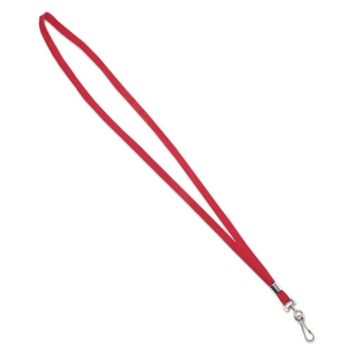 Picture of Deluxe Lanyards, Metal J-Hook Fastener, 36" Long, Red, 24/Box