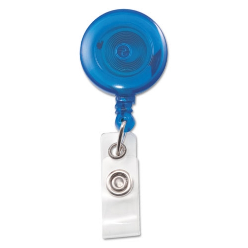 Picture of Translucent Retractable ID Card Reel, 30" Extension, Blue, 12/Pack